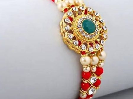 American Diamond Motif Rakhi and Almonds Jar Online Sale