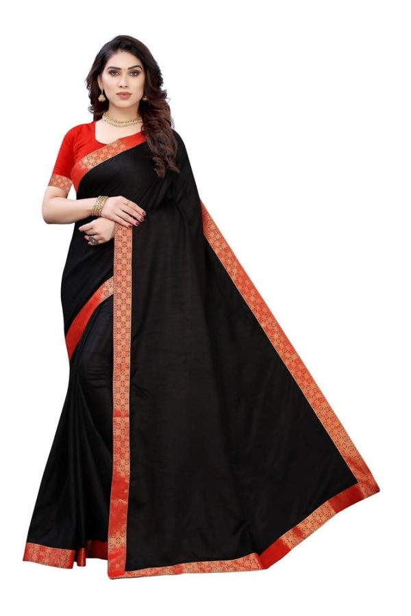 Vamika Black Dola Silk Border Saree (Kirti Black) Hot on Sale