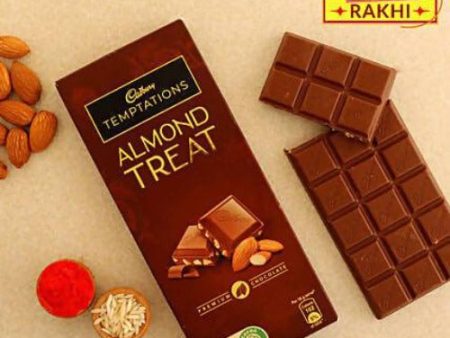 Zardosi Lustrous Rakhi And Almond Treat Chocolate Combo Sale