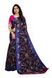 Vamika Navy Linen Satin Patta Saree (MANSI NAVY) For Cheap