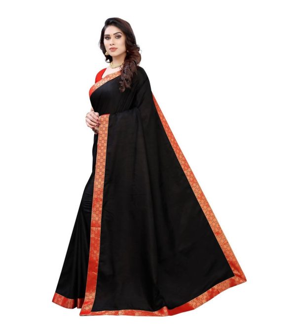 Vamika Black Dola Silk Border Saree (Kirti Black) Hot on Sale