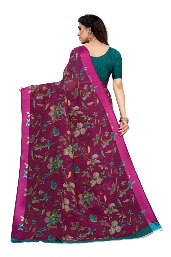 Vamika Purple Linen Satin Patta Saree (MANSI PURPLE) on Sale