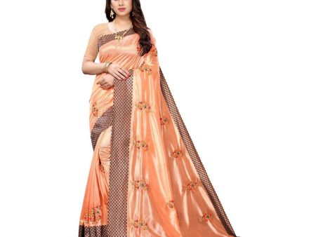 Vamika Orange Crepe Embroidery Saree (Nirali Orange) Hot on Sale