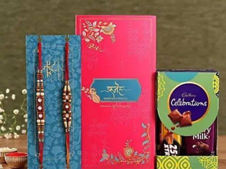 2 Stone Work Rakhis and Cadbury Celebrations Box Online Hot Sale