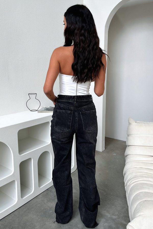 Varski Semi-Wide Leg Jeans - Black Denim Online Sale