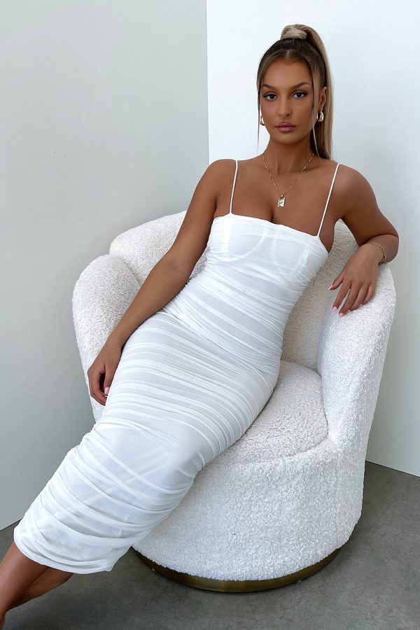 Zena Full Length Dress - White on Sale